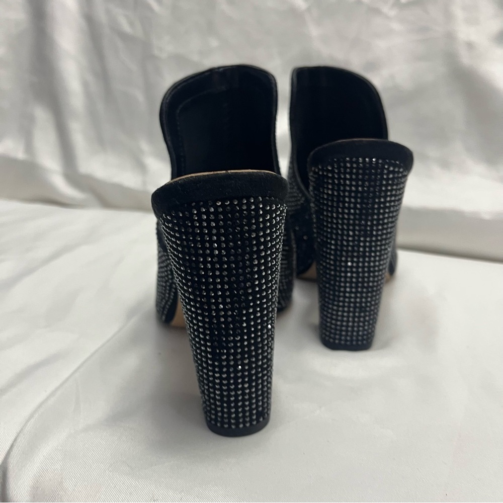 Aldo Rhinestone Crystal Embellished Mules Heels Black 7.5 - Picture 9 of 12